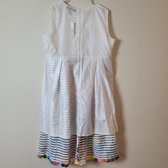 Rose Collection Dress & Jacket Womens 18 white Bright pop mesh A-line midi RC192 - Picture 16 of 16